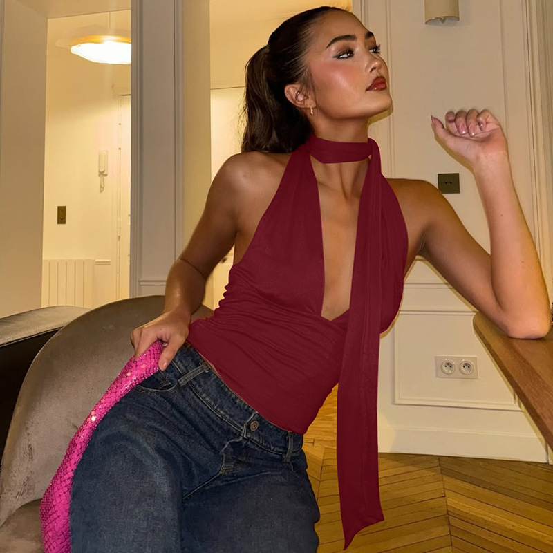 Sexy camisole top met nekstrik en open rug voor dames_voghion.com