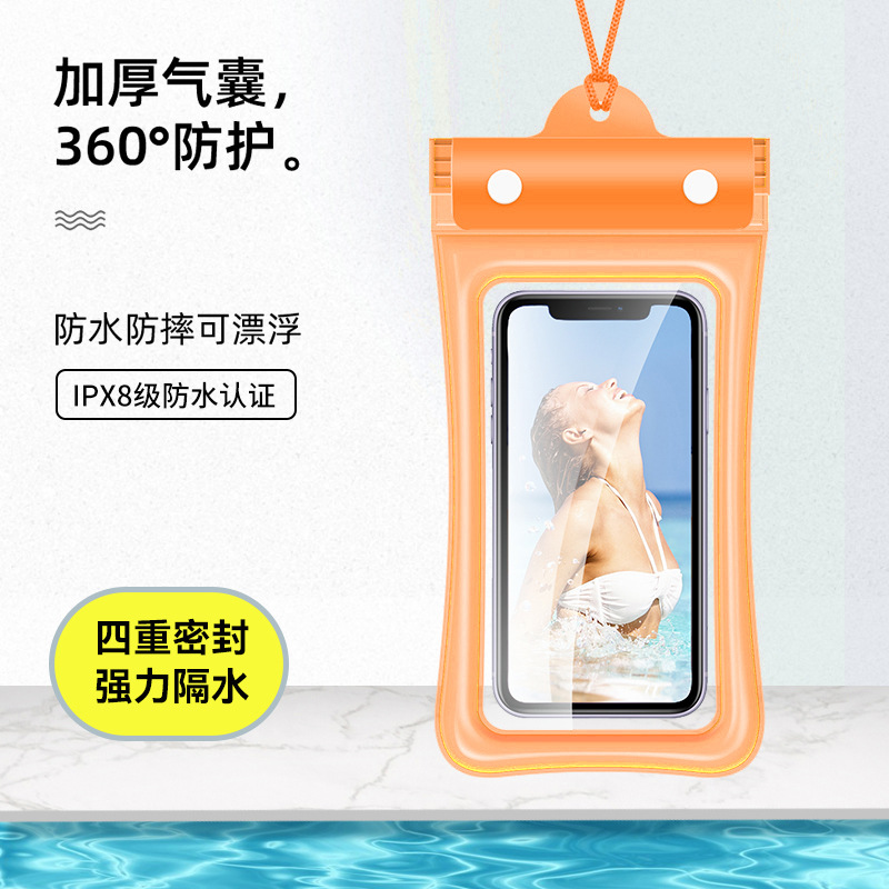 Tri-fold teléfono móvil bolsa impermeable airbag natación hot spring sellado cubierta protectora cubierta de buceo pantalla táctil deriva para llevar al por mayor