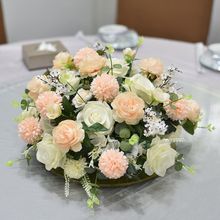 仿真花假花客厅装饰圆形桌花酒店餐厅转盘中间桌面装饰摆件餐桌花