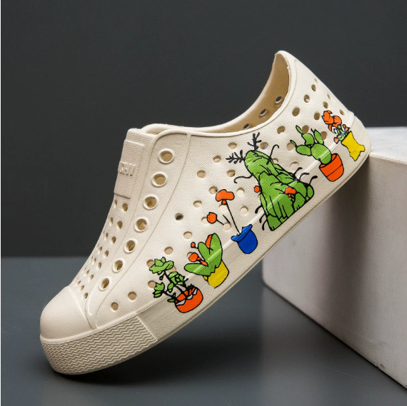 Agujero zapatos de verano niños niñas zapatos de playa lindo de dibujos animados Botas de lluvia padre-hijo antideslizante sandalias impermeables