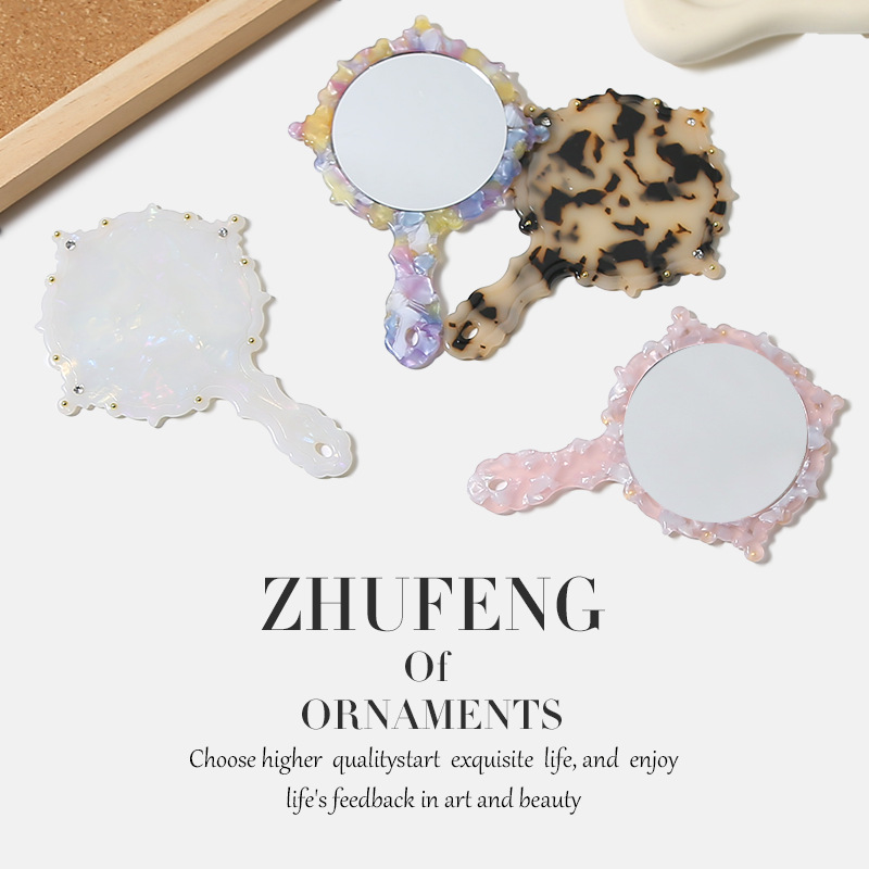 创意个性卡通形日韩风时尚多色醋酸小圆补妆镜 女外出随身化妆镜