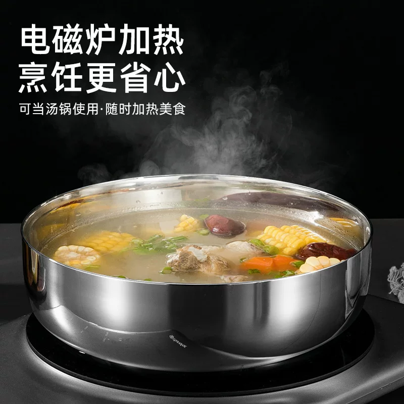 Однородная оптовая толстая коммерческая кухонная миска для замеса, большая емкость, прочная для ручного замеса, нержавеющая сталь и миска