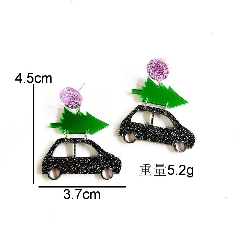 欧美跨境圣诞树彩虹考拉恐龙仙人掌姜饼人耳环亚克力圣诞节耳饰|undefined