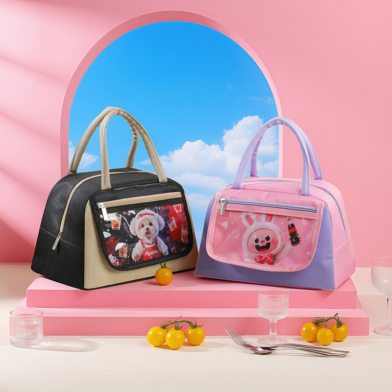 Nueva bolsa de almuerzo de dibujos animados bolsa de almuerzo portátil bolsa de aluminio aislante bolsa de almuerzo trapezoidal bolsa de dolor para estudiantes con bolsa de almuerzo