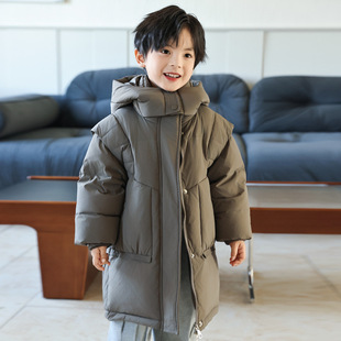 Children's Down Jacket Girls 2024 New Korean Boys' Western Style White Duck Down Baby Children's Mid-length Children's Clothing