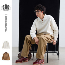 ANSWER ME潮流简约美式复古学院风翻领毛衣男女冬季彩点针织衫M41