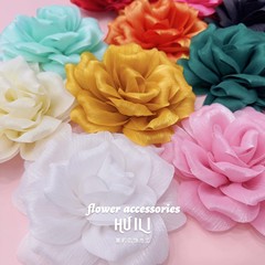 15cm Fine Flash Texture Striped Fabric 3D Dahlia Wedding Dress DIY Hair Accessories Claw Clips Fashion Accessory Wholesale