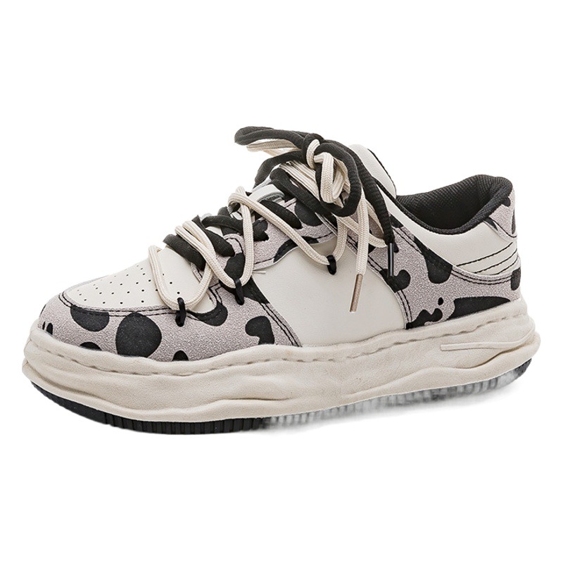 Zapatillas Deportivas Casuales Estilo Coreano para Mujer, Versátiles, Primavera 2025, Nuevas, Planas, con Estampado de Vaca, Estilo Urbano R882 image 1