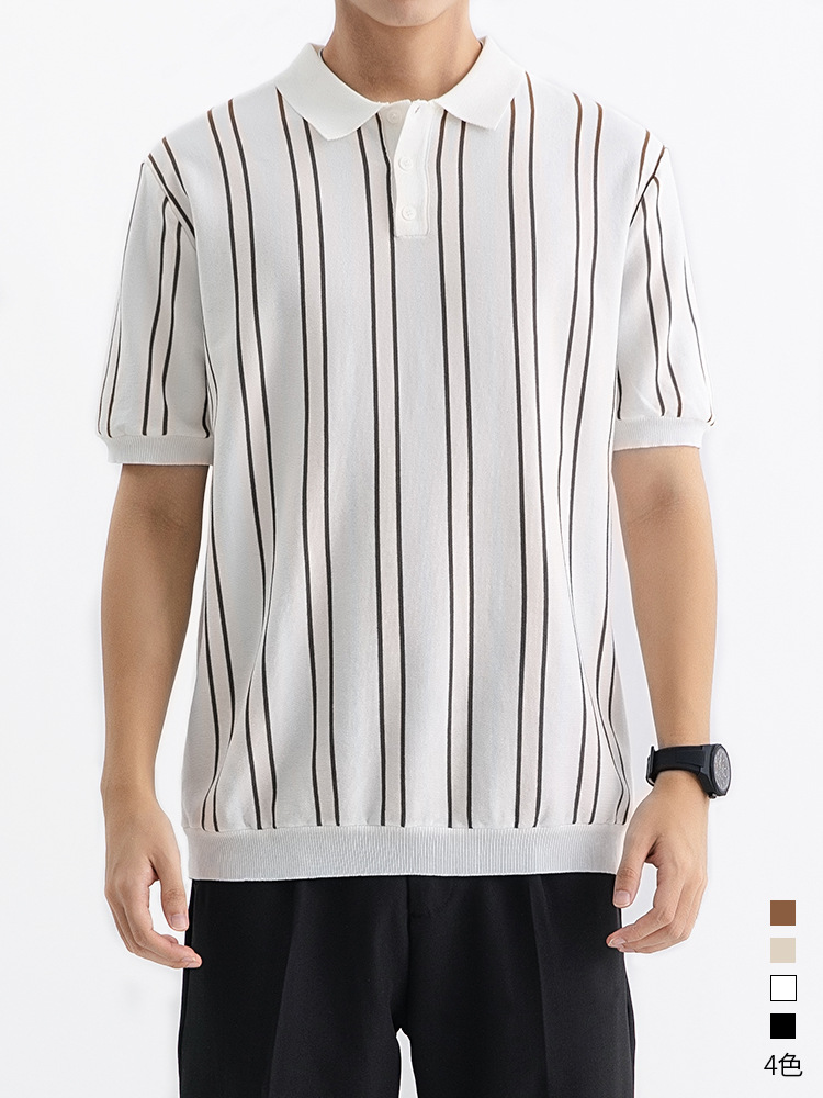 Hombres de alto nivel camisa polo de punto de hielo hombre de negocios casual Europa y América nuevo estilo transfronterizo con la solapa vieja ropa de hombre