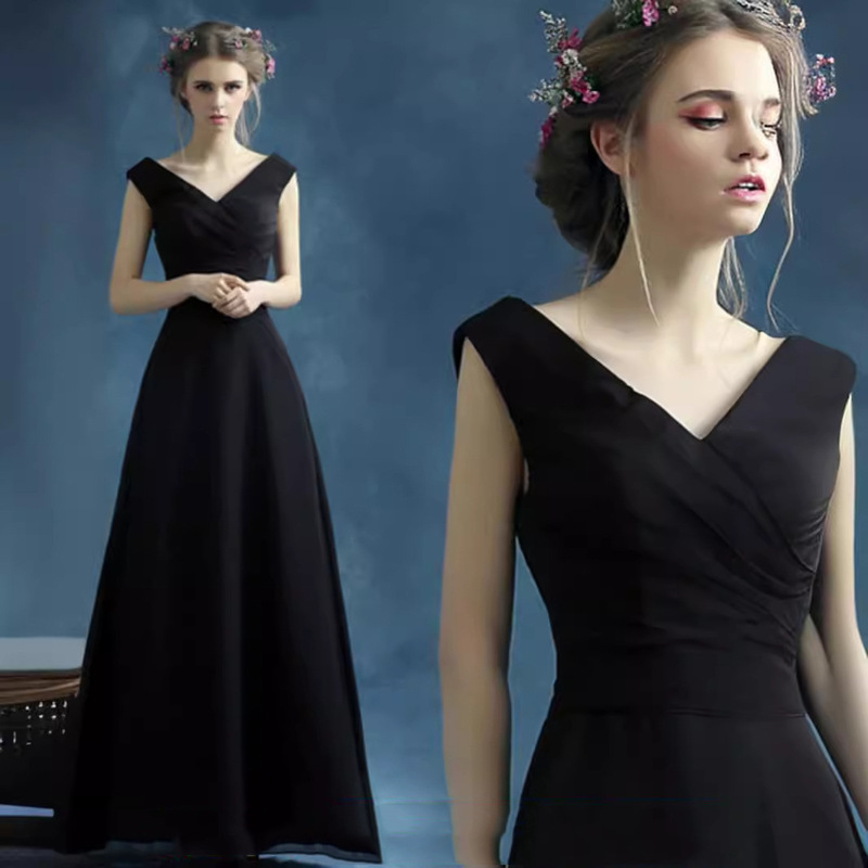 Noble temperament banquet evening dress AliExpress Black birthday party dinner annual meeting host wedding dress dress