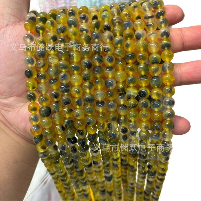 厂家直销 溏心玛瑙散珠手串手链 diy饰品配件糖心玛瑙圆珠半成品|undefined
