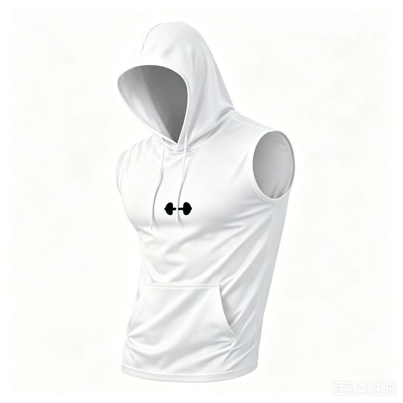Cross-Border Men's Hooded Sleeveless Fitness Sweatshirt with Dumbbell Print, Breathable Running Training Vest, Fitness Sports Vest
