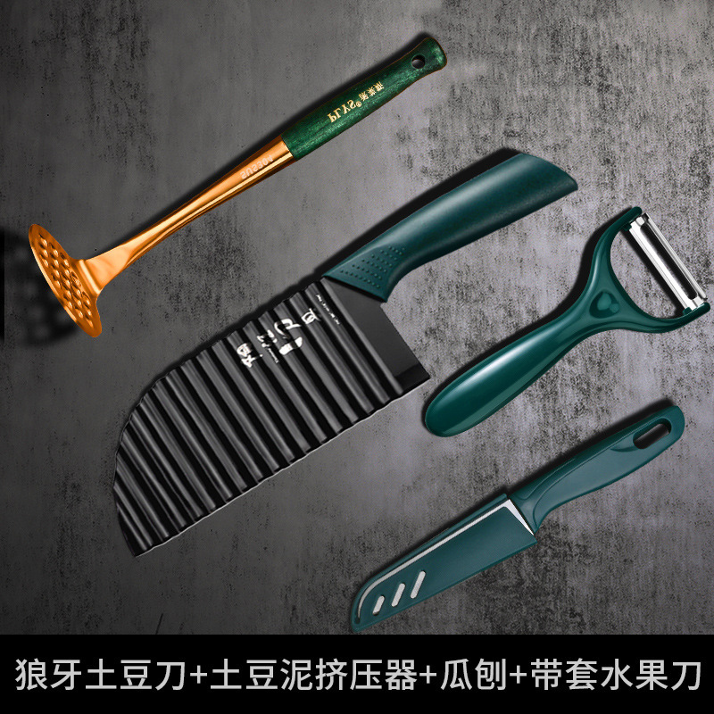 Cuchillo de acero inoxidable ondulado encaje dientes de lobo cuchillo de patata cuchillo de acero inoxidable al por mayor cuchillo de corte de verduras 304 onda