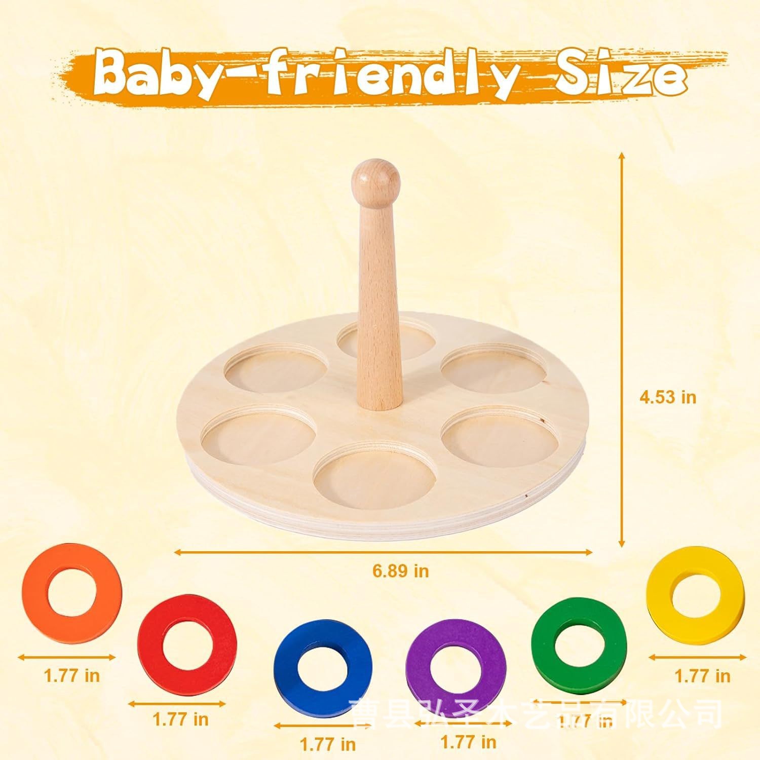 Montessori Educación temprana Coincidencia de formas ayudas didácticas Anillo de seis colores Educación temprana para bebés Juguetes educativos de madera Colores cognitivos