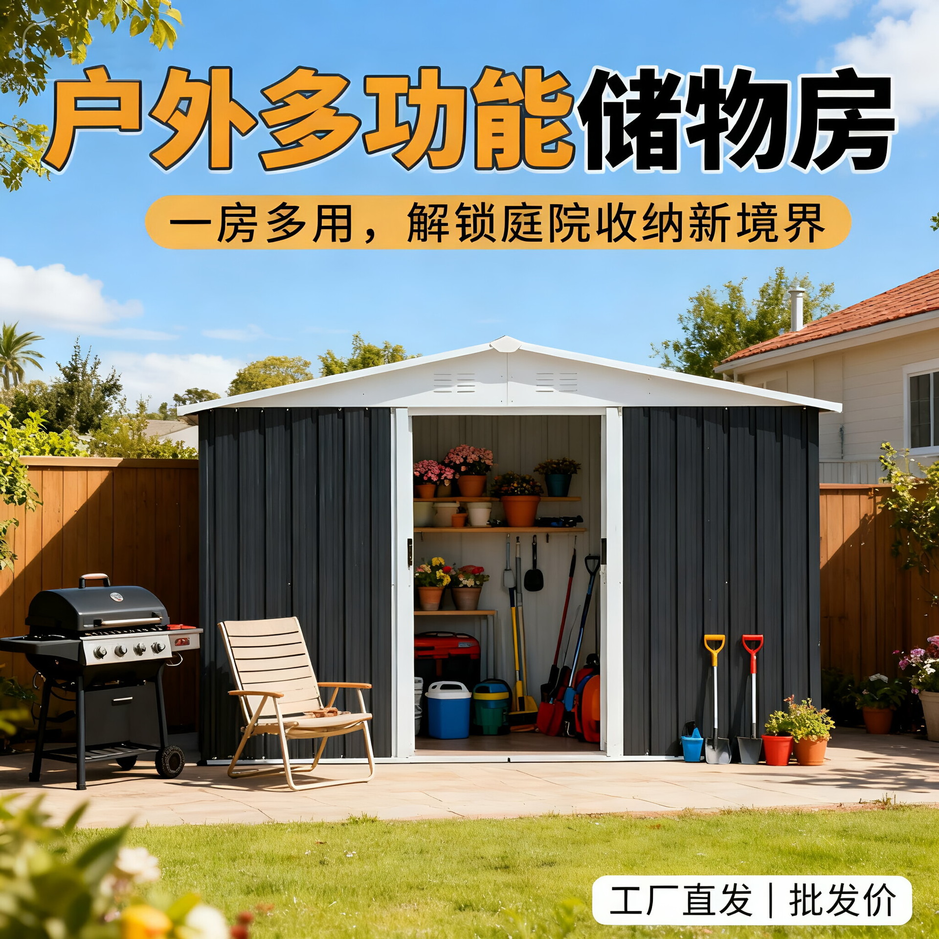 sala de herramientas móviles al aire libre gruesa sala de almacenamiento patio terraza casa combinada simple sala móvil sala de jardín
