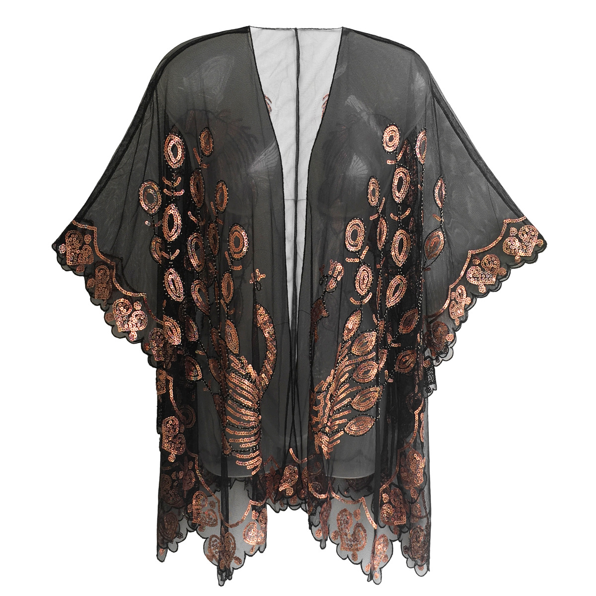 Transfronterizo 1920 europeo y americano lentejuelas vestido de noche fiesta cena vestido chal Gatsby lentejuelas chal prendas de vestir exteriores
