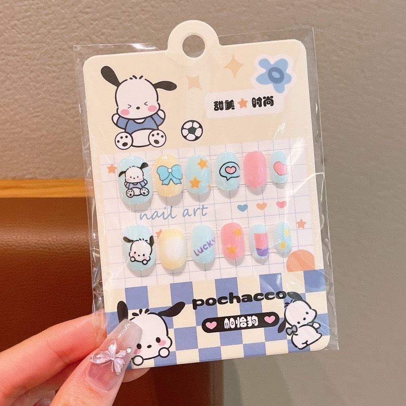 Niños Kulomi dibujos animados bebés usar uñas niñas lindas manicure parches de uñas impermeables para usar