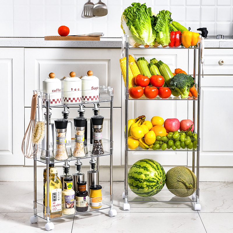 Floor-standing household storage rack kitchen small cart multi-layer narrow gap mobile storage rack wholesale light luxury storage shelf