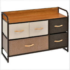 收纳柜现代简约客厅卧室收纳整理柜带抽多色拼色款木质桌面
