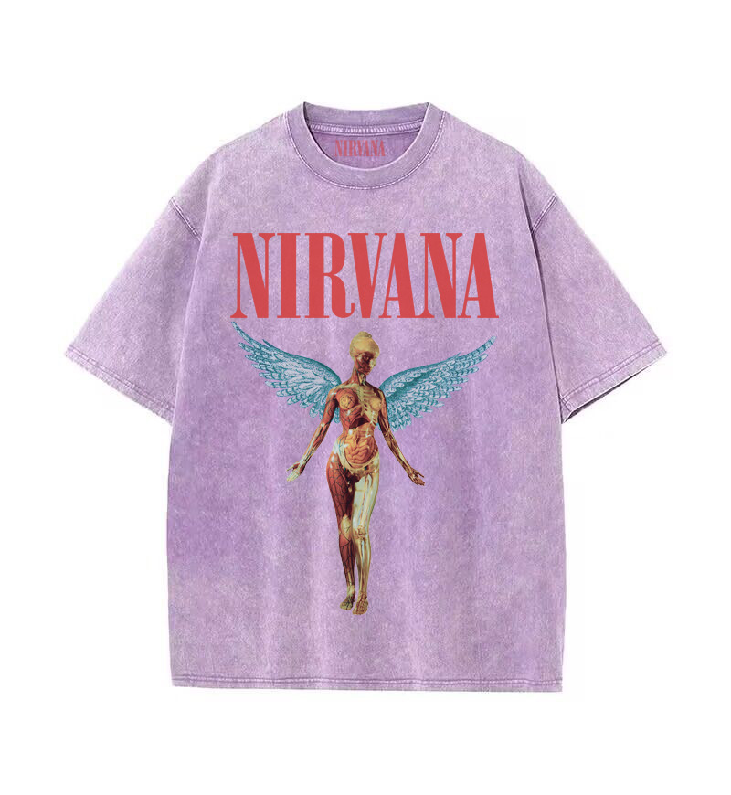 Nirvana banda de rock Nirvana Cobain cocoburn apenado lavado vintage batik camiseta suelta