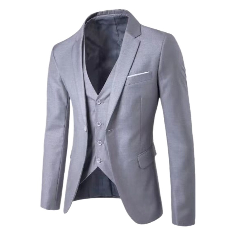 Traje casual de negocios de los hombres traje de tres piezas ropa formal profesional no planchar coreano slim fit traje de los hombres más tamaño abrigo moda