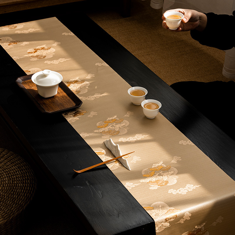 Brocade Yunsong Tea Mat New Chinese Zen Style Long Tea Tablecloth High-end Light Luxury Household Non-slip Table Runner Tea Table Mat