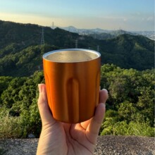 跨境加厚不锈钢手印杯广口咖啡杯304双层酒杯一体成型保温杯