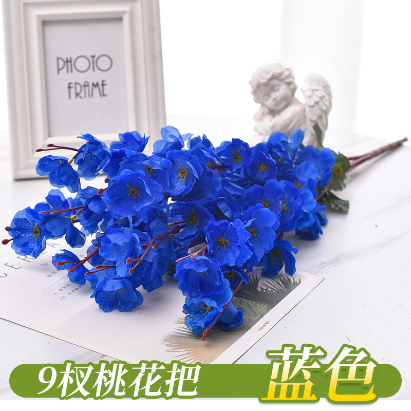 Simulación transfronteriza de flores de melocotón 7 horcos 9 flores artificiales decoración flor al por mayor paisajismo flor de melocotón decoración flores de seda flores de plástico
