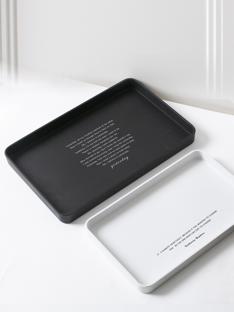 長方形托盤北歐字母仿瓷密胺水杯子收納盤大號家用客廳ins塑料盤