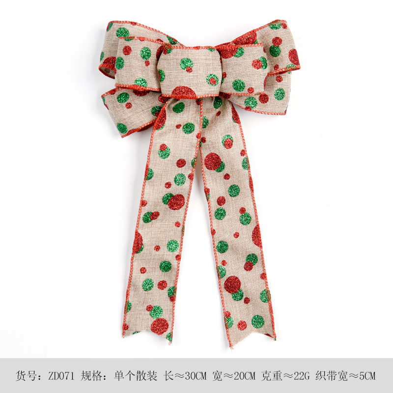 Nuevo 20cm Navidad Lino arco Navidad decoración colgante japonés estilo coreano grande impreso arco