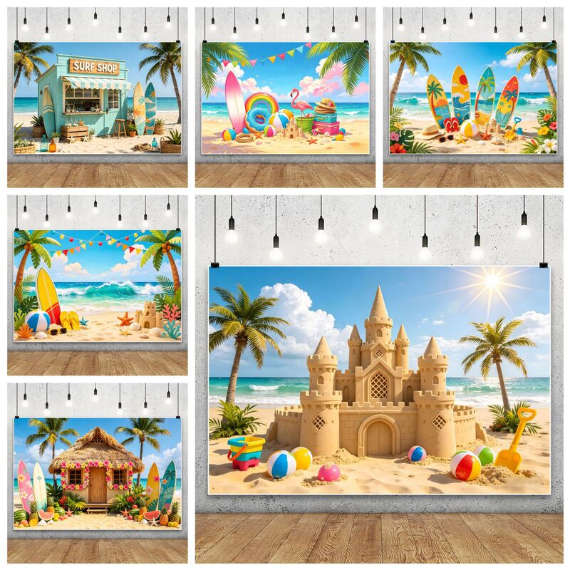 Summer Tropical Seaside Surfing Hawaii Beach Party Banner Photography Photo Shoot Material Foreign Trade Wholesale