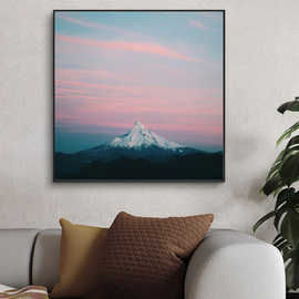 日式风格客厅装饰画卧室风景挂画现代简约餐厅富士山正方形墙画