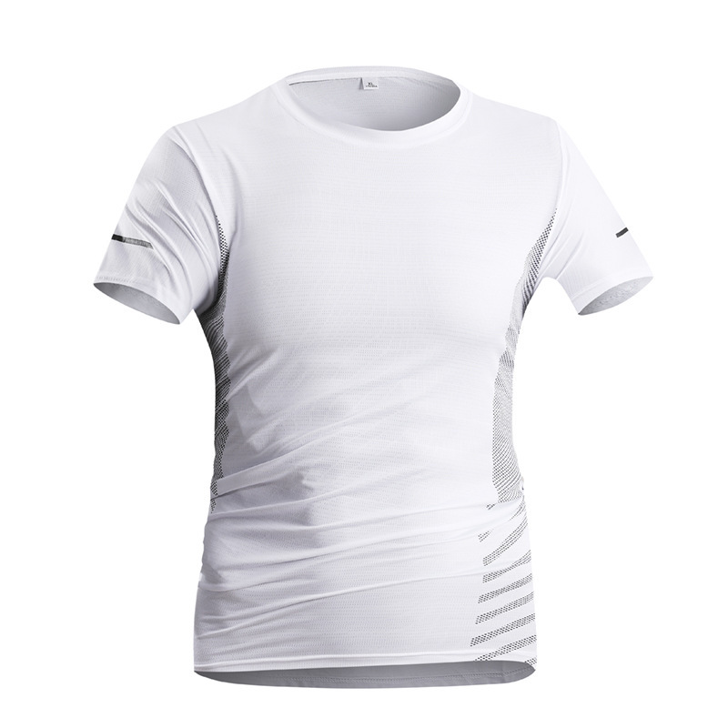 Secado rápido camiseta de manga corta para hombres al aire libre 2024 verano nuevo hielo delgado camiseta deportiva casual de media manga
