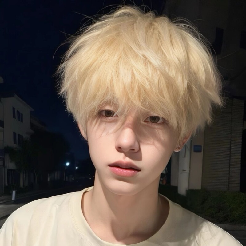 米白色男士短发假发短款头发全头套学生男生假毛发送护理四件套|undefined