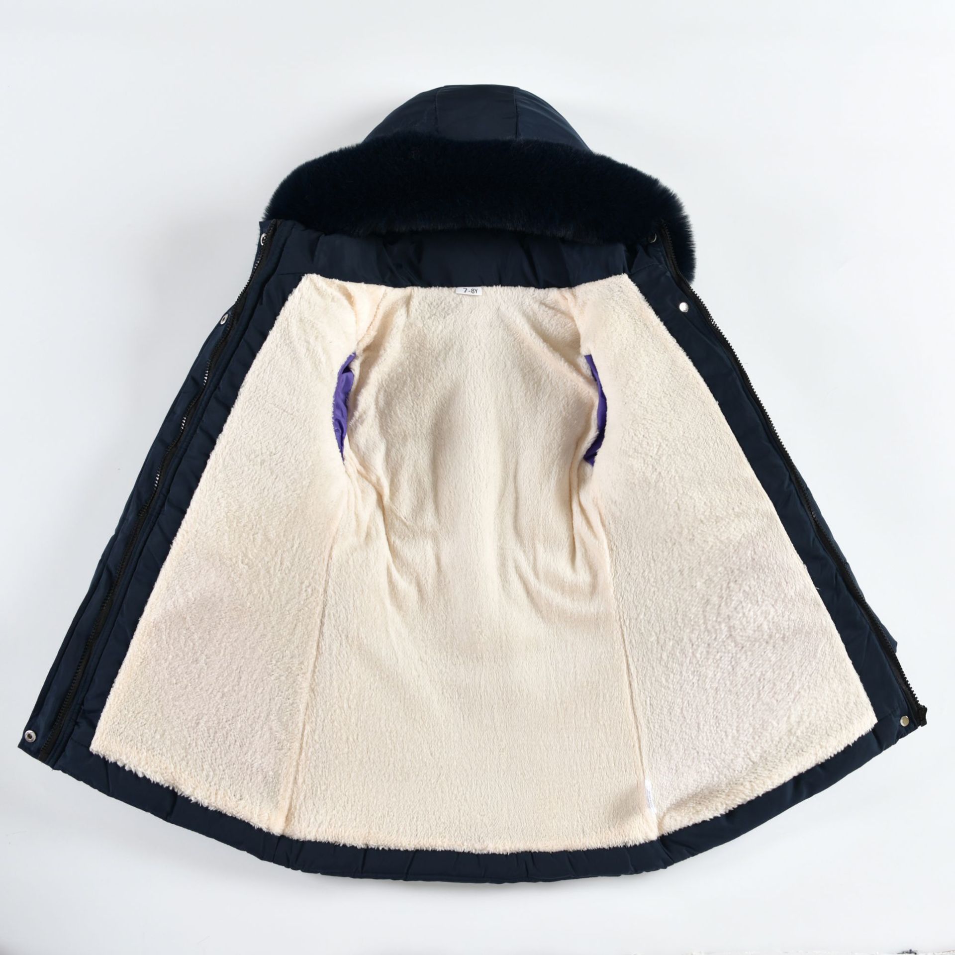 Winter Korean Style Girls' Mid Length Cotton Padded Jacket Western Style Heart Shaped Rhombus Pattern Cotton Padded Jacket With Fur Collar_voghion.com