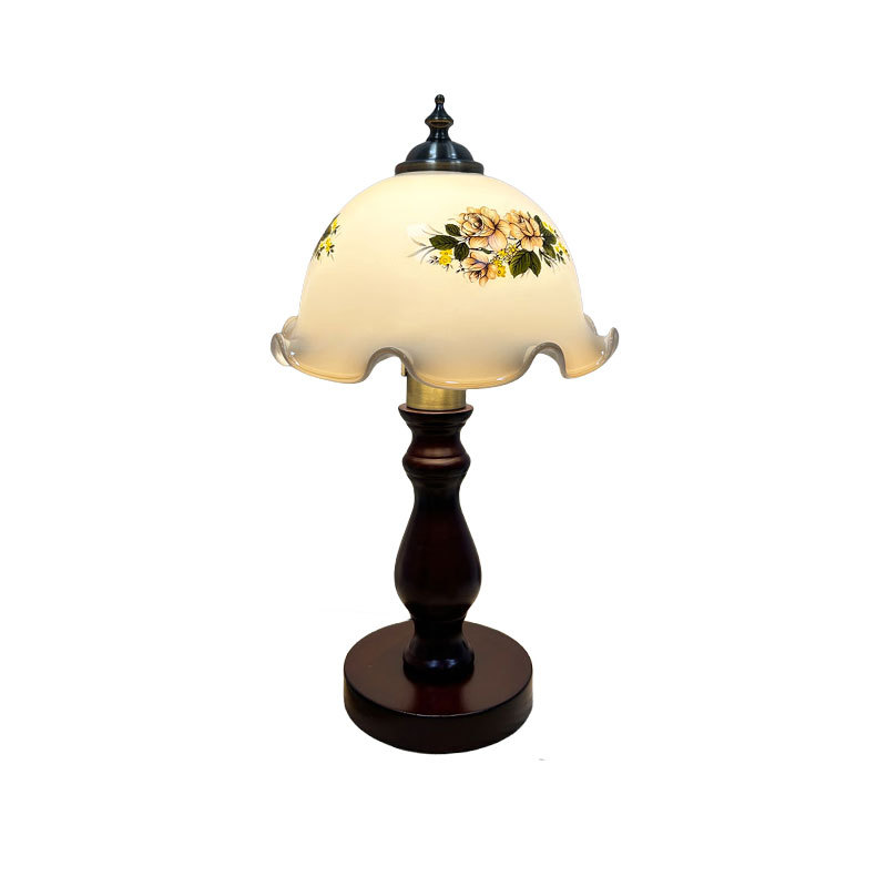 Luz de madera maciza lámpara de mesa de lujo americano retro decorativo país mesita de noche lámpara dormitorio simple boda creativa luz de la noche