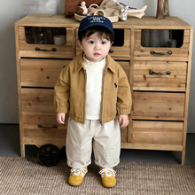 春季帅气宝宝套装2026新款洋气小男孩polo领夹克外套婴儿休闲裤子