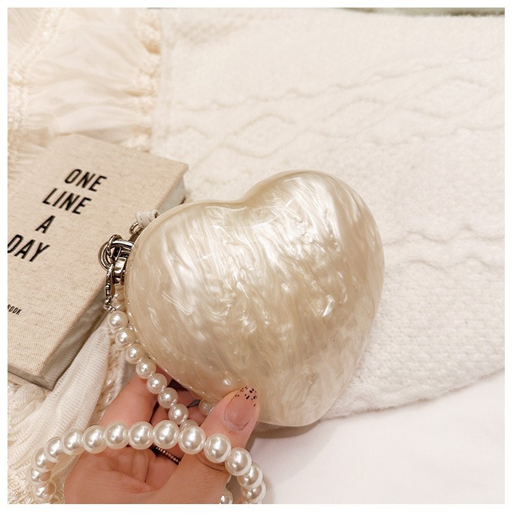 Comercio exterior transfronterizo damas nueva bolsa de cena de moda piedra amor acrílico bolsa de cena de hombro único bolso de mano