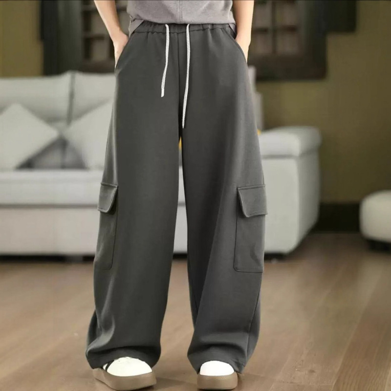 休闲卫裤 2025秋季新款 韩系松紧腰抽绳双口袋设计工装裤子女7198|undefined