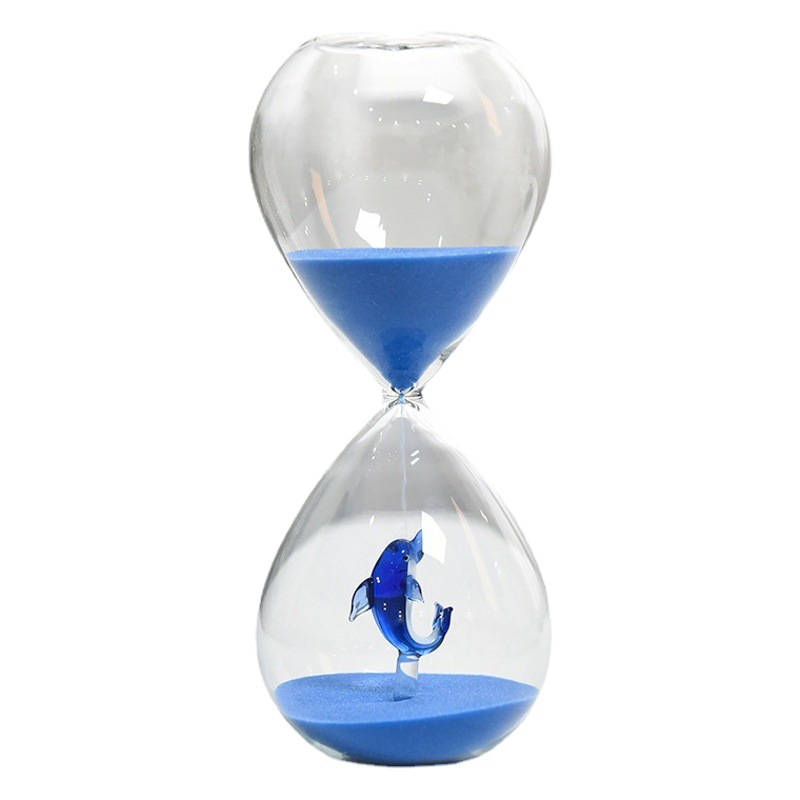 Creativo 30 minutos de Navidad reloj arena temporizador forma animal decoración del hogar artesanía vidrio fábrica al por mayor