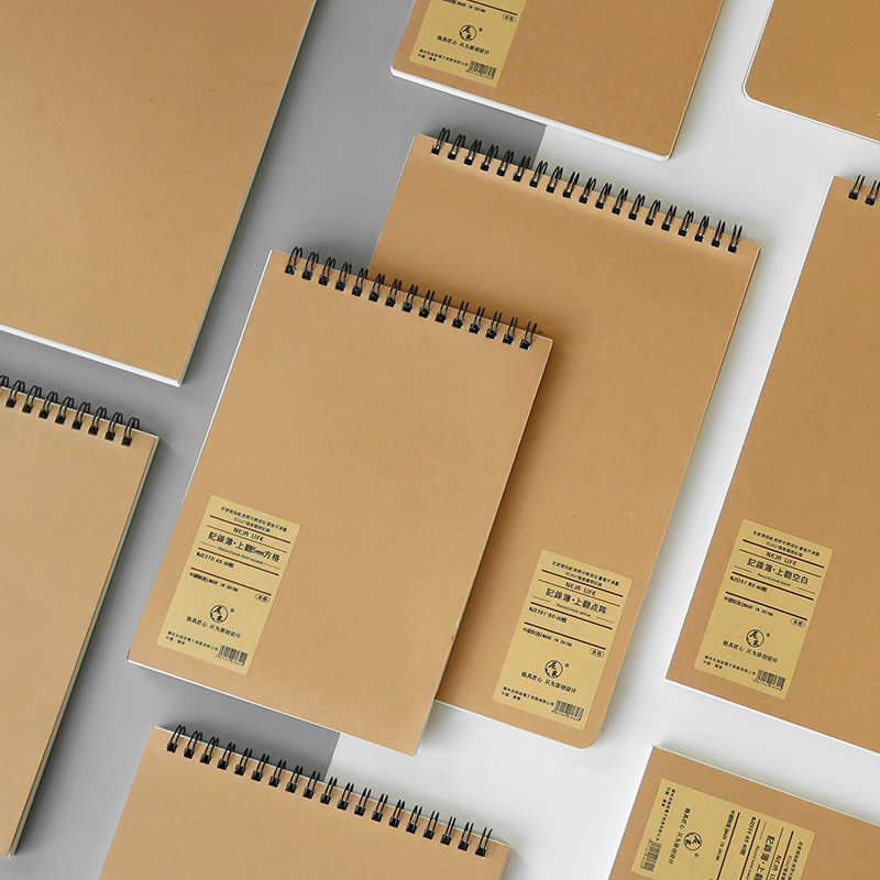 B5 Retro Cowhide Flip-Up Coil Notebook Simple Business Notebook Student Stationery A5 Note Diary