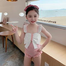 儿童游泳衣连体可爱韩国ins风洋气荷叶边女童中小童温泉泳装批发