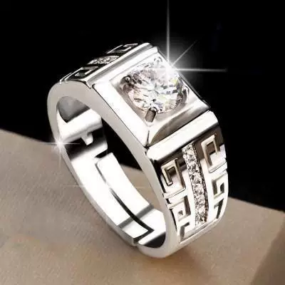 Couple's Ring Women's Diamond Ring Zircon Open Wedding Ring Fast Hand Domineering Live Couple's Ring Men's Ring