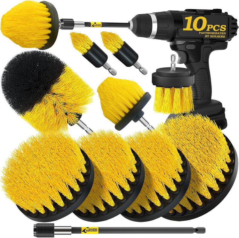 Cross-Border 10-Piece Cleaning Brush Electric Cleaning Brush Multi-Purpose Scrub Brush Set Suitable for Floor Car Cleaning Brush