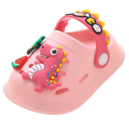 Children's summer sandals, baby indoor soft sole cartoon anti-slip slippers for girls and boys, hole sandals with head cover