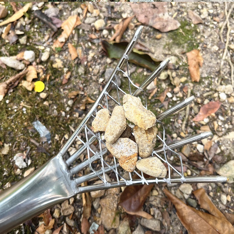 Juego de herramientas, plantas acuáticas, ostras de mar, bolsa de red, rastrillo de playa de acero inoxidable, excavación de navajas de almejas multifuncional