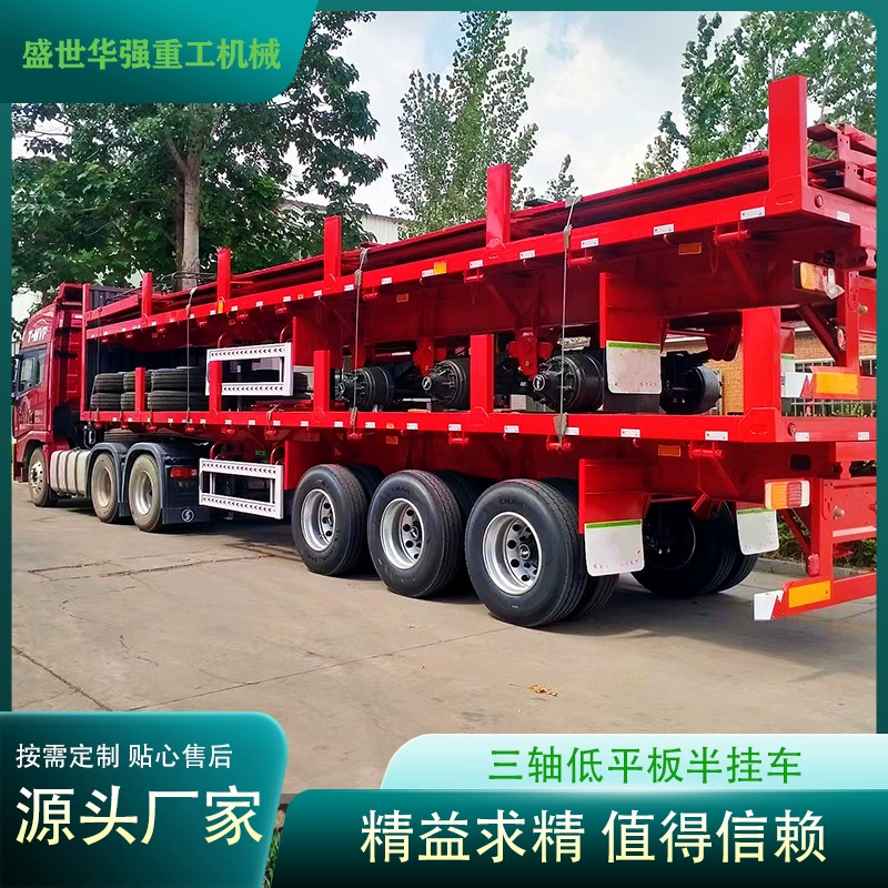 13m низкорамный полуприцеп, трехосный, большой предмет, 3-линейный, 6-осный, гидравлический крюк для лестницы, транспортный прицеп для машины