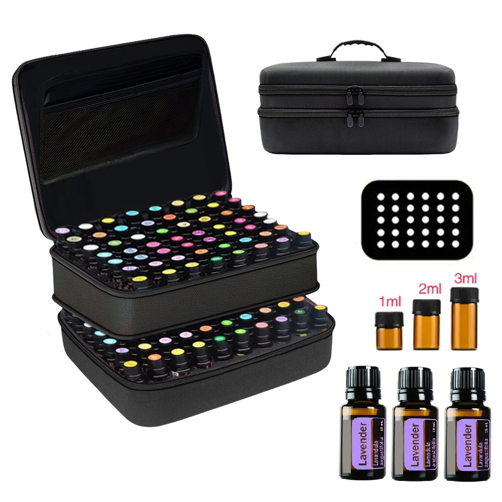 136 그리드 더블 레이어 에센셜 오일 백 블랙