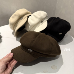 秋冬新款英伦风八角帽女显脸小鸭舌帽保暖画家报童帽休闲百搭帽子