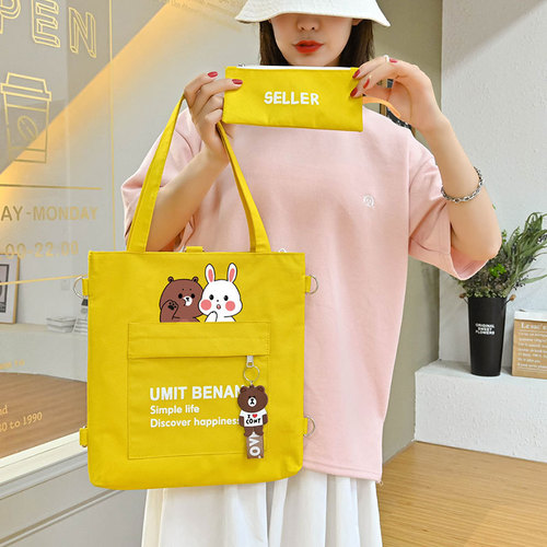 Canvas bag female handbag student shoulder bag tutorial 2024 new trendy cloth bag handbag crossbody bag wholesale